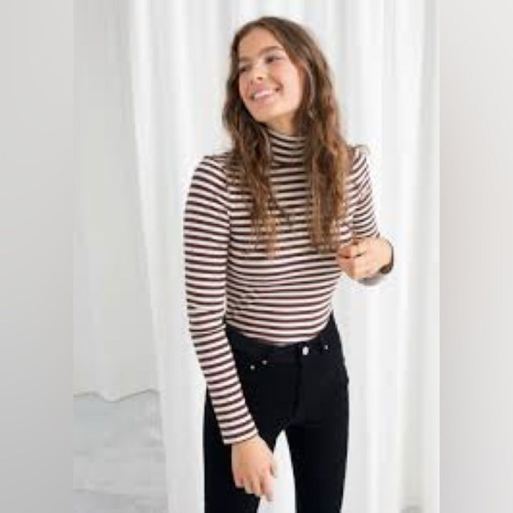 & Other Stories Striped Jersey Turtleneck